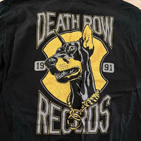 Death Row Records Long Sleeve Black Shirt Size Medium Doberman - Picture 2 of 3